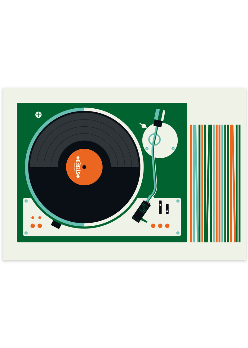 record-player-retro-green-orange-bo-lundberg-with-no-frame-poster-space