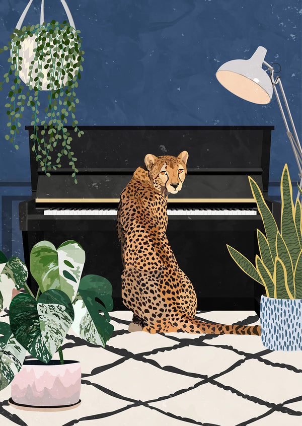 Cheetah Playing Piano Poster