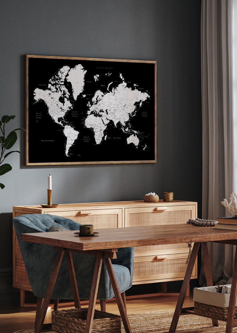 World map black and white