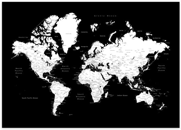 Weltkarte schwarz-weiß