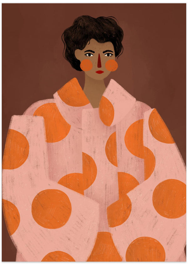 Woman With Orange Dots Poster