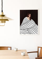 The Woman With Black and White Stripes Poster