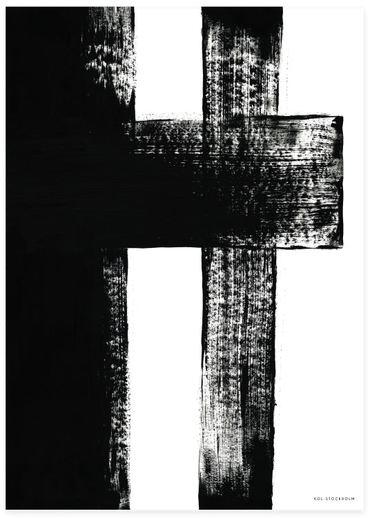 abstrakt black brush strokes lines poster in black