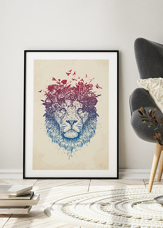 Floral Lion Poster
